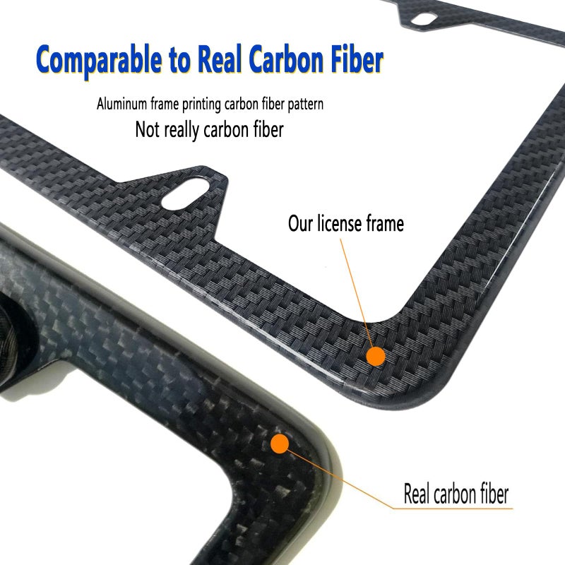 Aootf Carbon Fiber License Plate Frames -4 Holes Black Aluminum Car Tag Cover Holder Printing Carbon Fiber Pattern, Metal Slim Standard Frame with Screw Kits for USA Car - Image 3